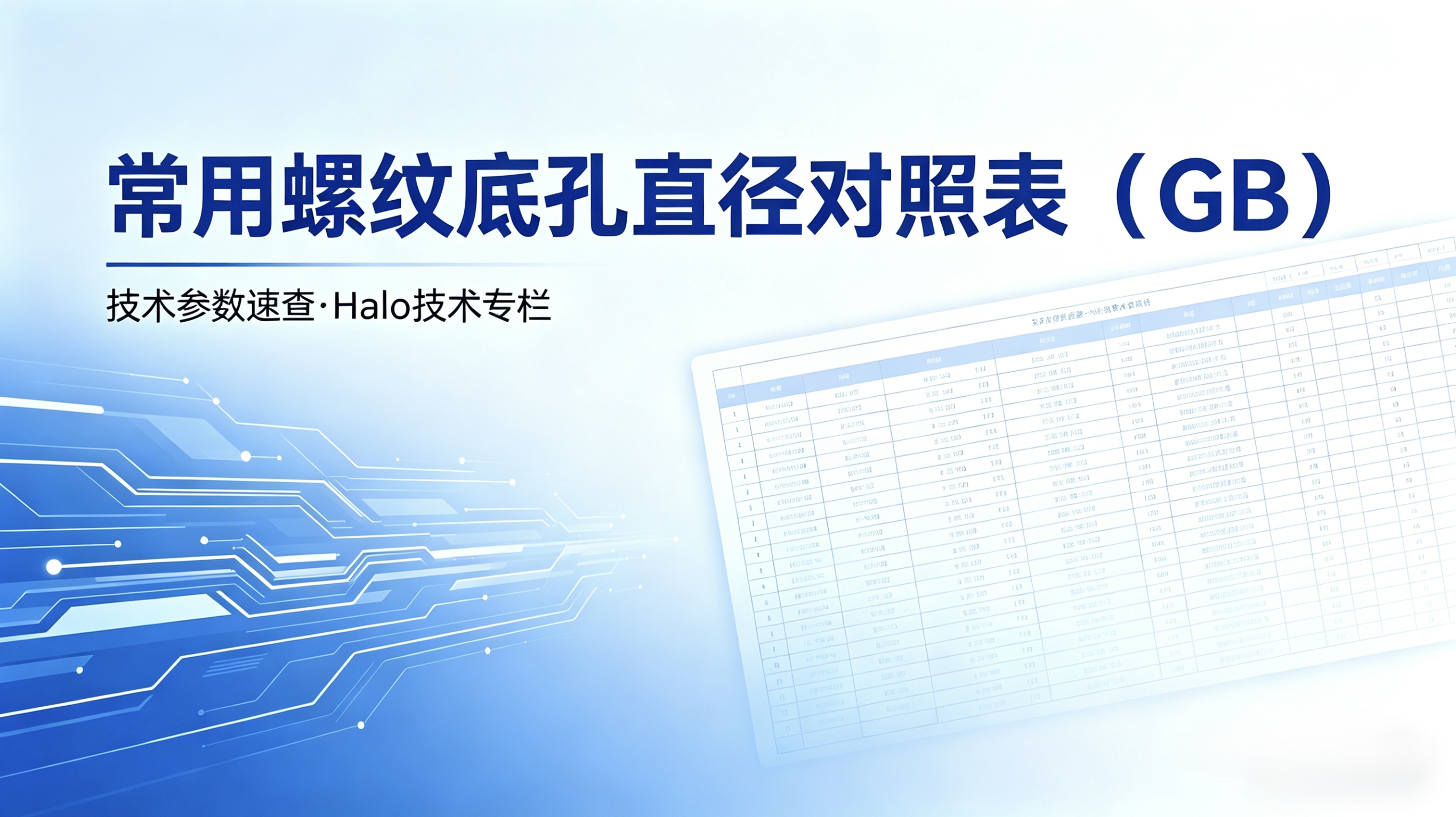 常用螺纹底孔直径对照表（GB）